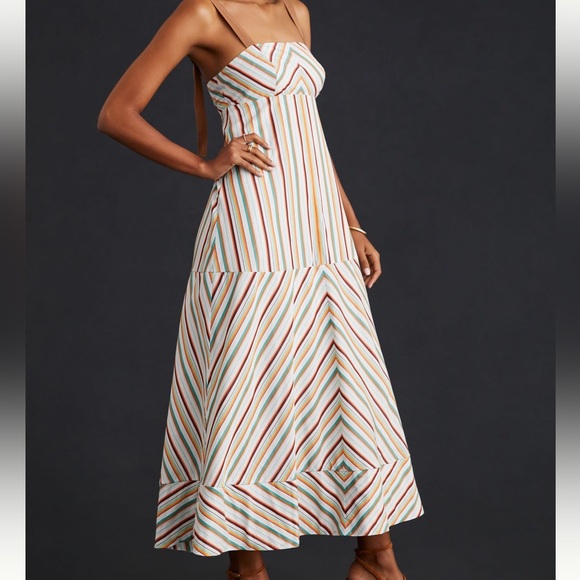 Maeve Square Neck Striped Midi NWT - Picture 1 of 9